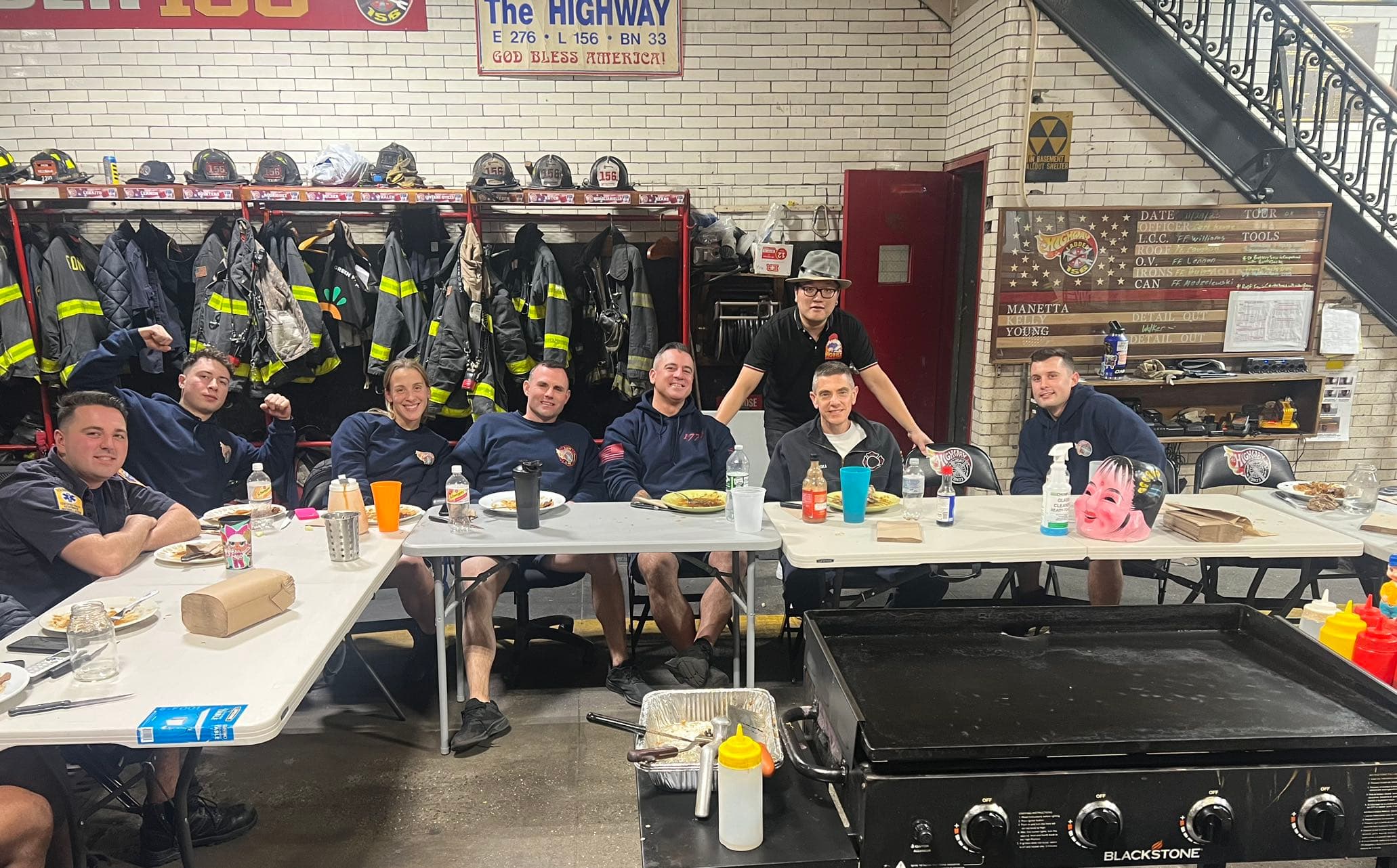 indoor hibachi catering setup with guests at the table